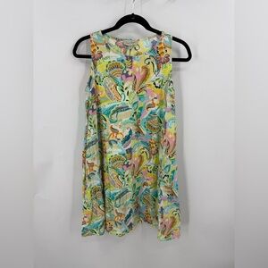 Charlie Paige cotton Multicolor Paisley Sundress in Yellow, Teal & Orange S